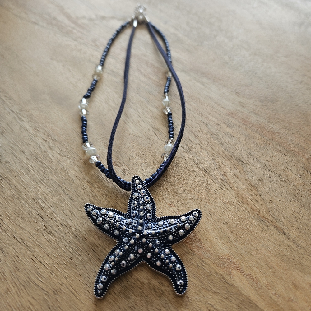 Blue Starfish Pendant Necklace - Picture 2 of 10